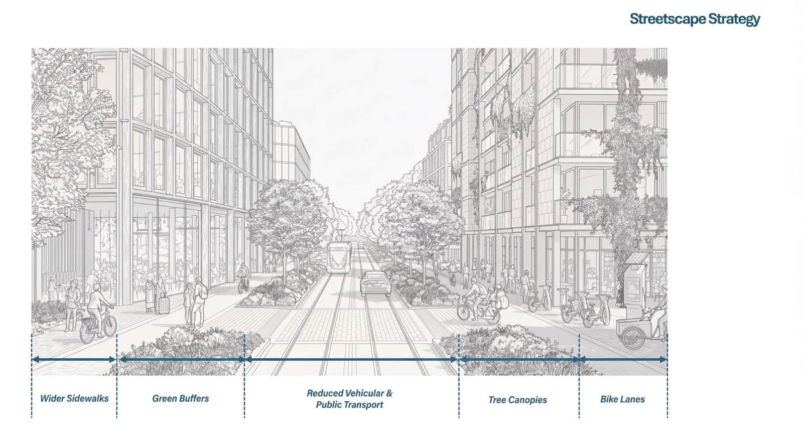 a diagram showing division of street