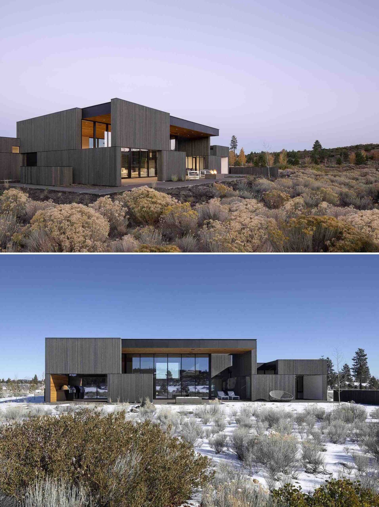 Explore a contemporary home near Bend, Oregon, where cedar, steel, and glass come together to create a striking architectural statement in the high desert landscape.