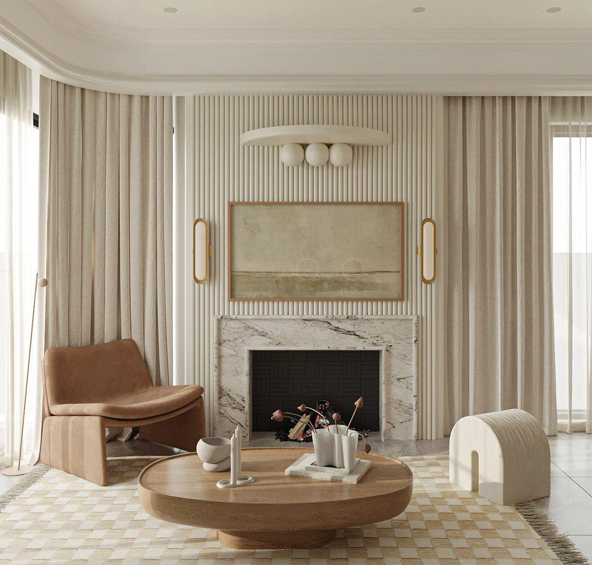 beige interiors earthy brown accents 14