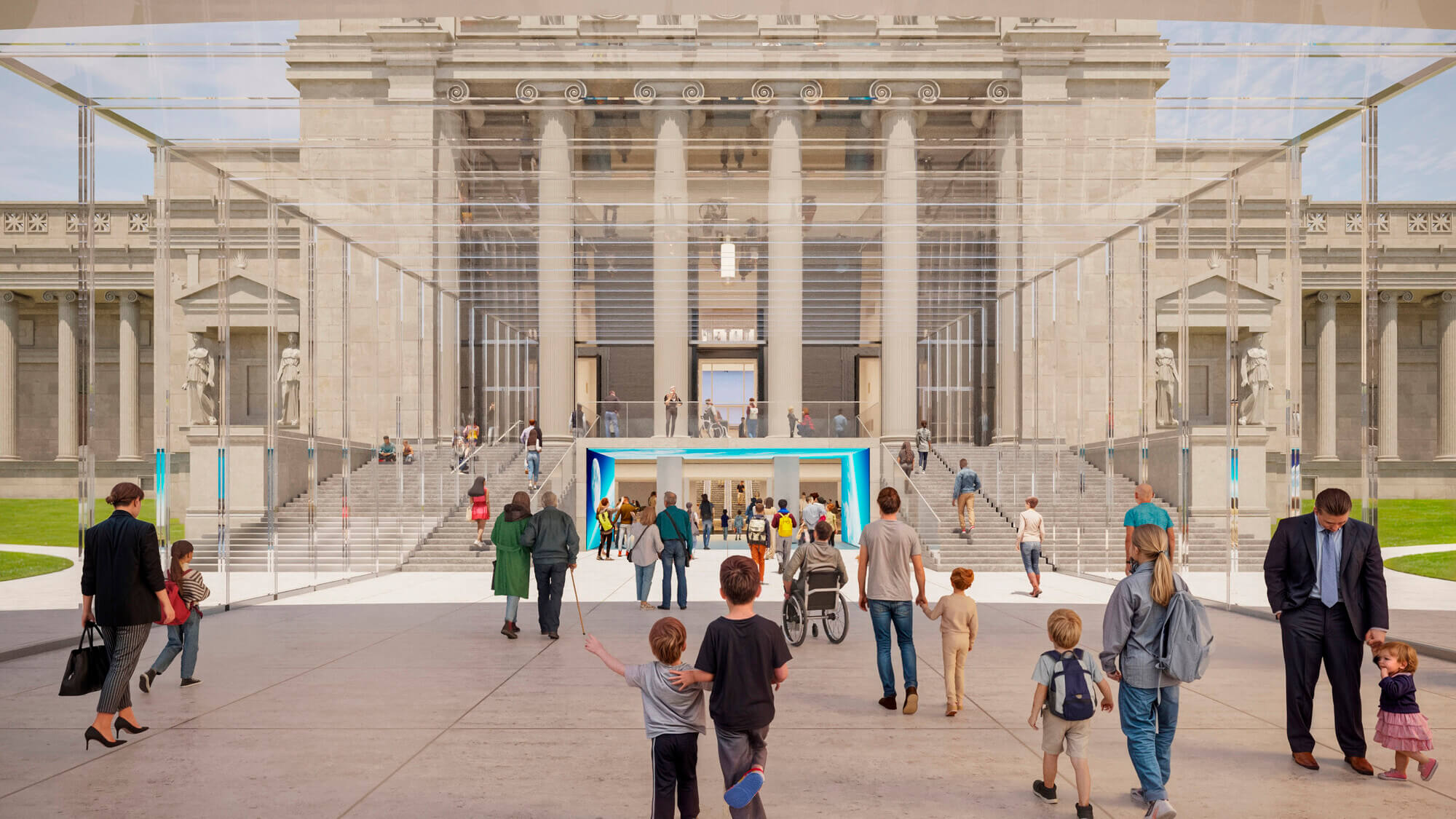 Rendering of the new above-ground entrance at Griffin Museum of Science and Industry.